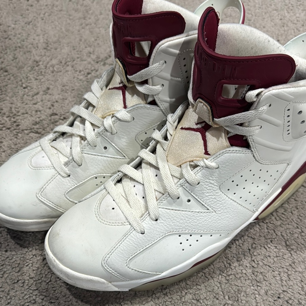 Jordan Retro High Top Sneakers White and Maroon